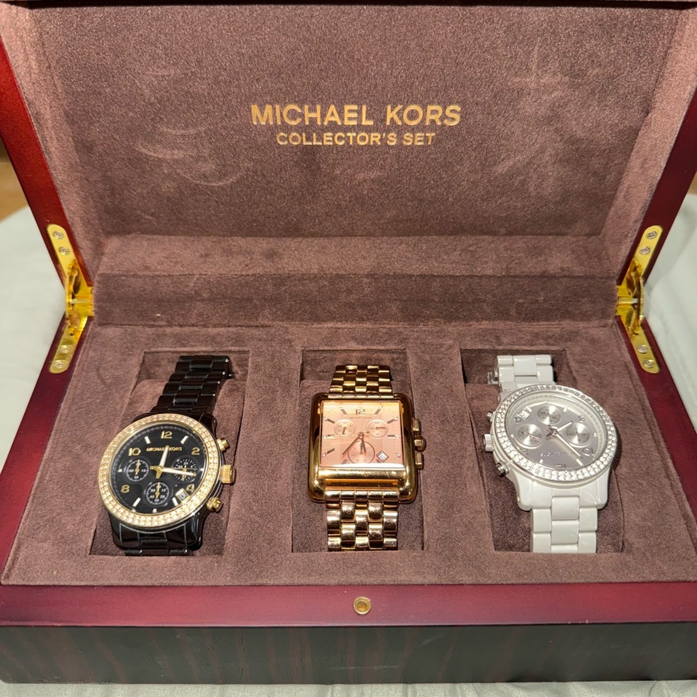 Michael Kors Men's Watch Set - Black, Gold, Silver